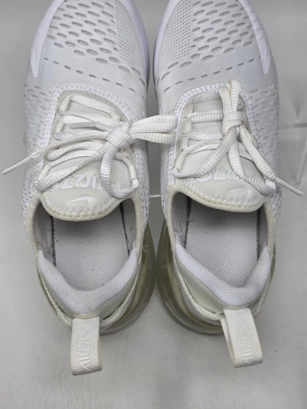 Nike Air Max 270 White  Metallic Silver 943345-103 Big Kids  Size 4Y Pre-owned